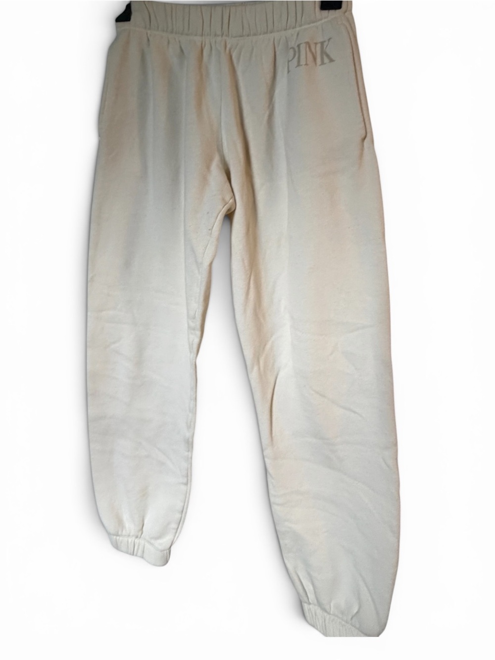 PINK Victoria’s Secret Ivory Fleece Jogger Sweatpants XS Lounge Cozy - Picture 2 of 7